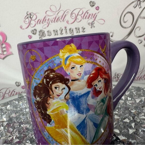 Disney princess mug drinkware sparkly purple princesses cup brand new cute - Picture 4 of 4